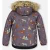 Fox Print 2-Piece Snowsuit, Dark Grey & Sea Pine - Snowsuits - 4