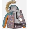 Fox Print 2-Piece Snowsuit, Dark Grey & Mocha - Snowsuits - 3