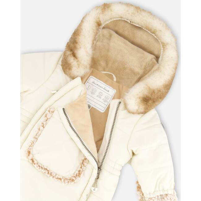 One-Piece Baby Snowsuit, Champagne White - Snowsuits - 7