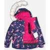 Flowery Unicorn Print 2-Piece Snowsuit, Rose - Snowsuits - 4