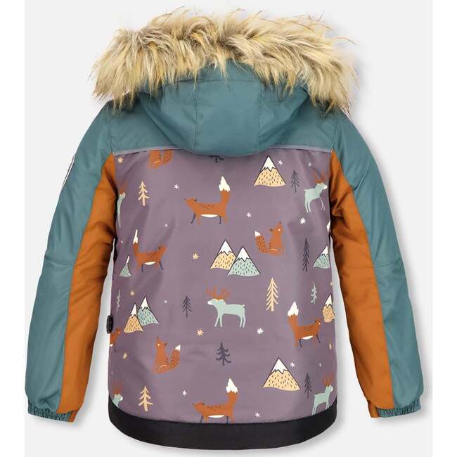 Fox Print 2-Piece Snowsuit, Dark Grey & Mocha - Snowsuits - 4