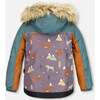 Fox Print 2-Piece Snowsuit, Dark Grey & Mocha - Snowsuits - 4