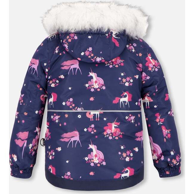 Flowery Unicorn Print 2-Piece Snowsuit, Rose - Snowsuits - 5