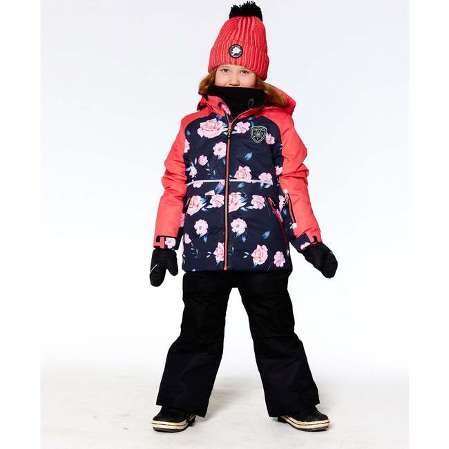 Floral Print 2-Piece Snowsuit, Black - Snowsuits - 2