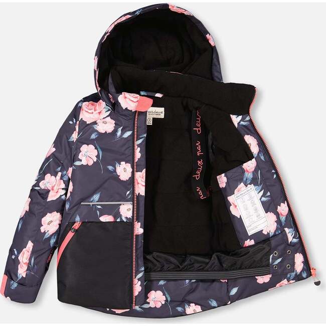 Rose Print 2-Piece Snowsuit, Black - Snowsuits - 4