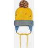 Dino Print Acrylic Knit Earflap Hat, Yellow - Hats - 3