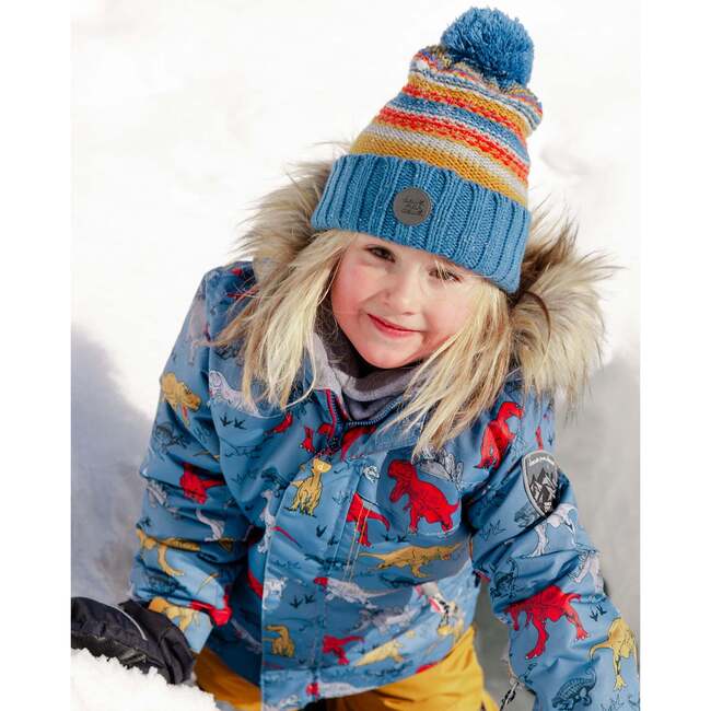 Dino Print 2-Piece Snowsuit, Blue & Yellow - Snowsuits - 2