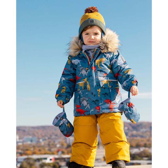 Dino Print 2-Piece Baby Snowsuit, Blue & Yellow - Snowsuits - 2
