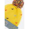 Dino Print Acrylic Knit Earflap Hat, Yellow - Hats - 4