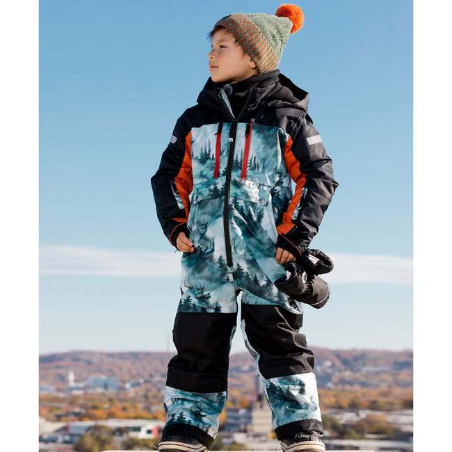 Deep Forest Print One-Piece Snowsuit, Black - Snowsuits - 3