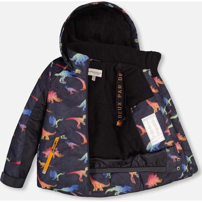 Dino Print 2-Piece Snowsuit, Black & Multicolors - Snowsuits - 4