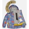 Dino Print 2-Piece Snowsuit, Blue & Yellow - Snowsuits - 4