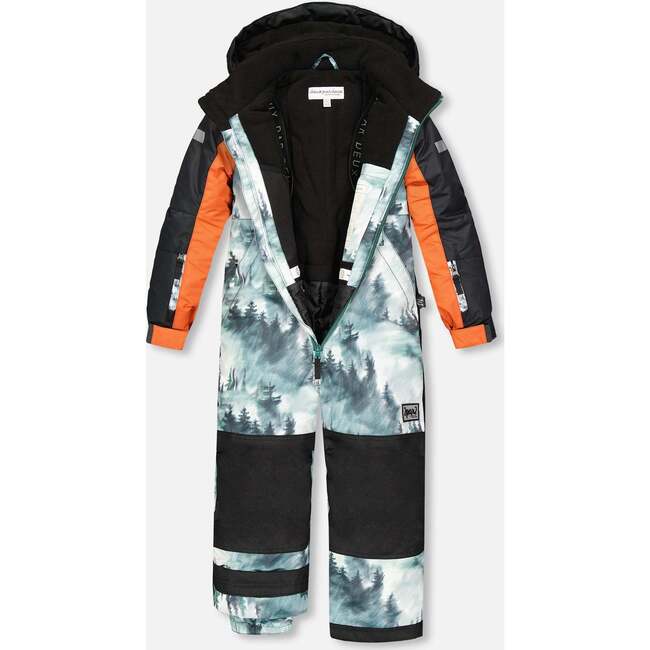 Deep Forest Print One-Piece Snowsuit, Black - Snowsuits - 4