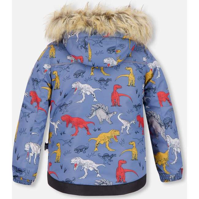 Dino Print 2-Piece Snowsuit, Blue & Yellow - Snowsuits - 5