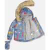 Dino Print 2-Piece Baby Snowsuit, Blue & Yellow - Snowsuits - 4