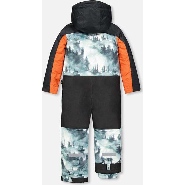 Deep Forest Print One-Piece Snowsuit, Black - Snowsuits - 5