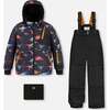 Ocean Print 2-Piece Snowsuit, Blue & Black - Snowsuits - 6