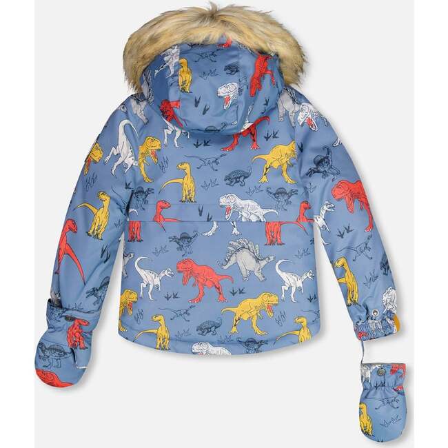 Dino Print 2-Piece Baby Snowsuit, Blue & Yellow - Snowsuits - 5