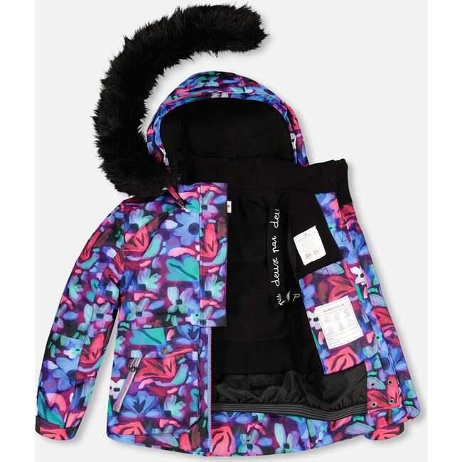 Neon Flower Print 2-Piece Snowsuit, Multicolors & Black - Snowsuits - 2