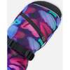 Neon Flower Print Mittens With Straps, Black - Gloves - 2