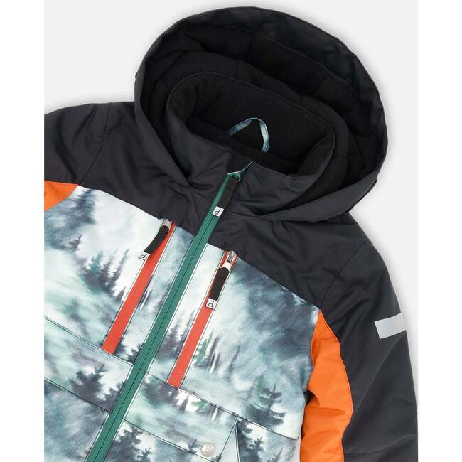 Deep Forest Print One-Piece Snowsuit, Black - Snowsuits - 7