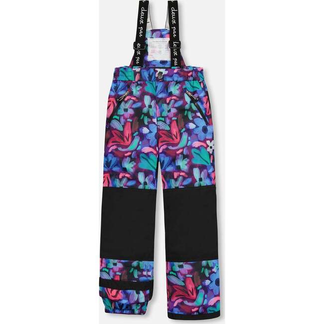 Neon Flower Print 2-Piece Snowsuit, Black & Multicolors - Snowsuits - 4