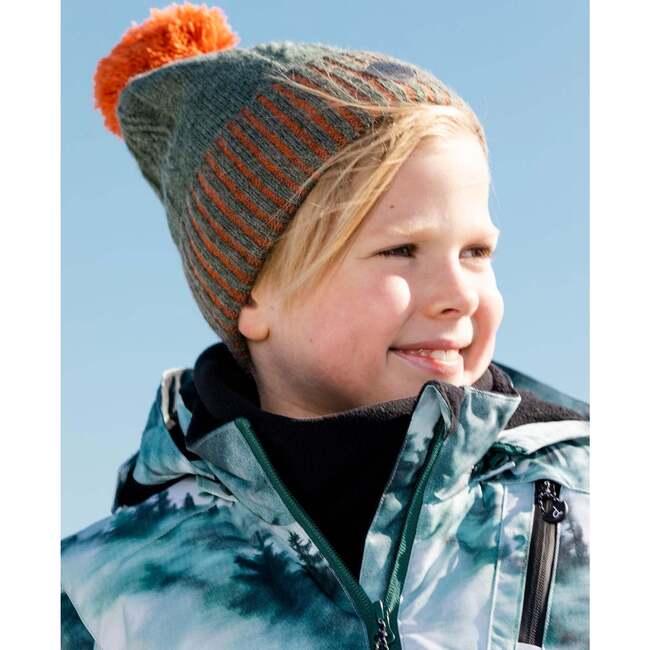 Knit Hat, Sea Pine & Orange - Hats - 2