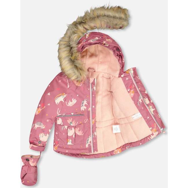 Cat Print 2-Piece Snowsuit, Pink