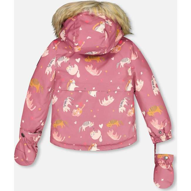 Cat Print 2-Piece Snowsuit, Pink - Snowsuits - 3