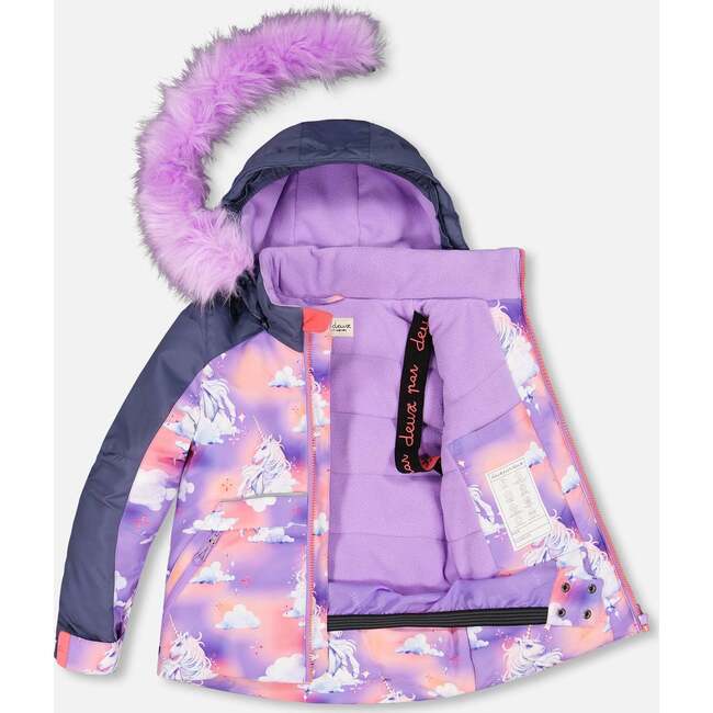 Cloud Unicorn Print 2-Piece Snowsuit, Lavender & Blue - Snowsuits - 4