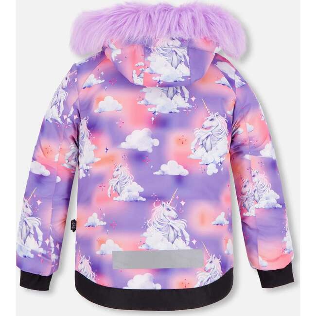 Cloud Unicorn Print 2-Piece Snowsuit, Lavender - Snowsuits - 4