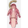 Cat Print One-Piece Baby Snowsuit, Pink - Snowsuits - 4