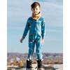 Bear Print One-Piece Thermal Underwear, Blue - Loungewear - 2