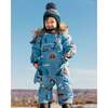 Bear Print One-Piece Baby Snowsuit, Blue - Snowsuits - 2