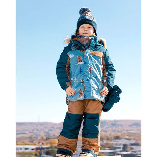 Bear Print 2-Piece Snowsuit, Chocolate & Blue - Snowsuits - 2