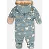 Bear Print One-Piece Baby Snowsuit, French Blue - Snowsuits - 3