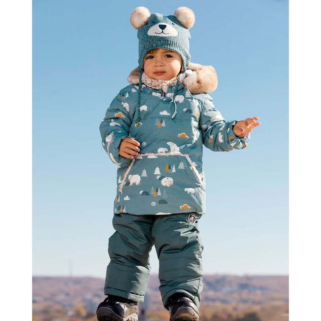 Bear Print 2-Piece Baby Snowsuit, French Blue - Snowsuits - 2