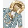 Bear Print One-Piece Baby Snowsuit, French Blue - Snowsuits - 5