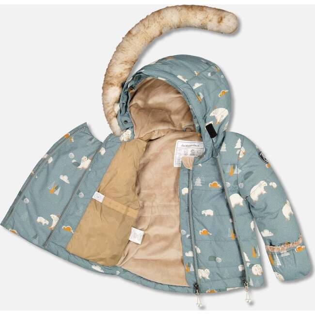 Bear Print 2-Piece Baby Snowsuit, French Blue - Snowsuits - 3