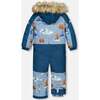 Bear Print One-Piece Snowsuit, Blue - Snowsuits - 4