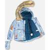 Bear Print 2-Piece Baby Snowsuit, Blue & Chocolate & Blue - Snowsuits - 3