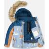 Bear Print 2-Piece Snowsuit, Chocolate & Blue - Snowsuits - 4