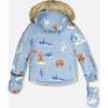 Bear Print 2-Piece Baby Snowsuit, Blue & Chocolate & Blue - Snowsuits - 4