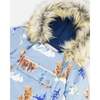 Bear Print One-Piece Baby Snowsuit, Blue - Snowsuits - 6
