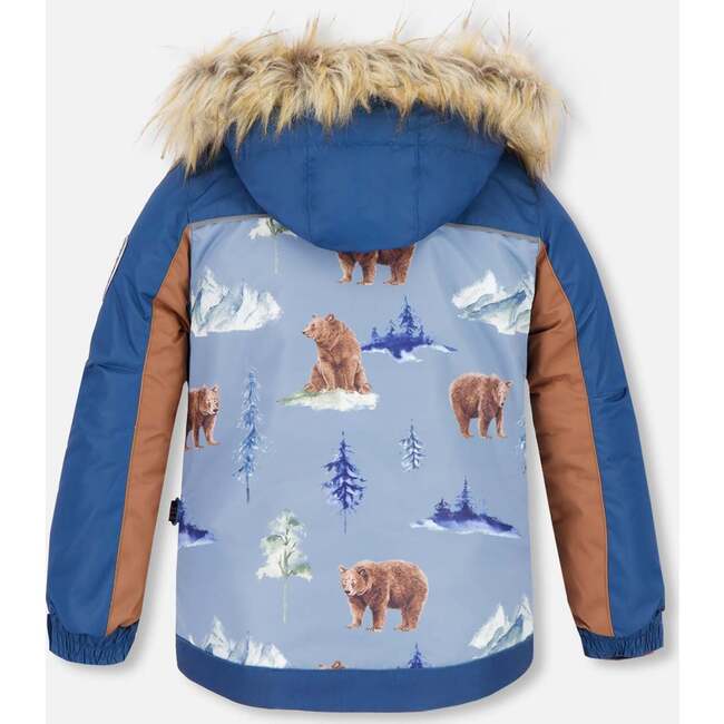 Bear Print 2-Piece Snowsuit, Chocolate & Blue - Snowsuits - 5