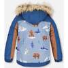 Bear Print 2-Piece Snowsuit, Chocolate & Blue - Snowsuits - 5