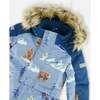 Bear Print One-Piece Snowsuit, Blue - Snowsuits - 6