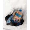 Acrylic Striped Knit Pom Pom Hat, Yellow & Blue - Hats - 2