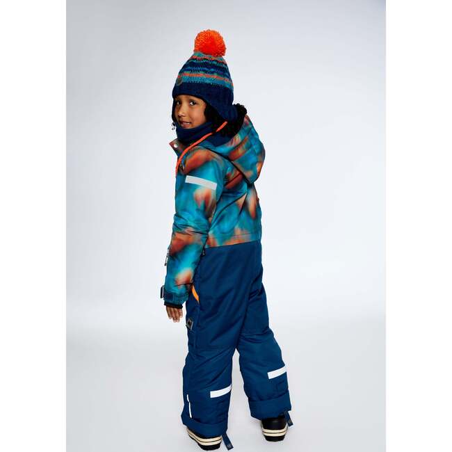 Acrylic Peruvian Knit Hat, Navy & Orange - Hats - 2