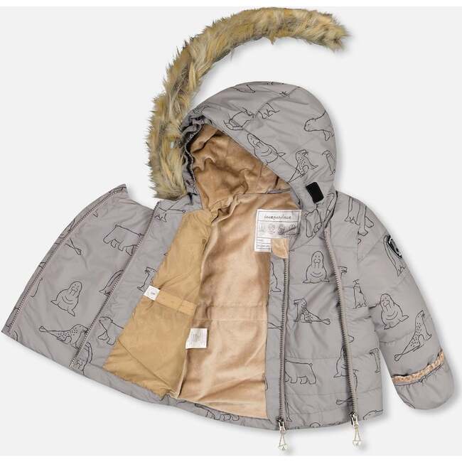 Artic Friends Print 2-Piece Baby Snowsuit, Silver Grey - Snowsuits - 4